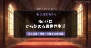 アニメ『Re:ゼロから始める異世界生活（リゼロ）』の舞台、ロズワール邸の廊下を描いた幻想的なアイキャッチ背景画像